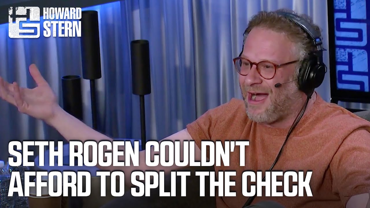 Seth Rogen wearing a headset during his Howard Stern Show interview
